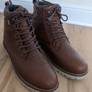 NWT TOMS 10.5 Brown Waterproof Leather Lace-Up Boots Ortholite Men's